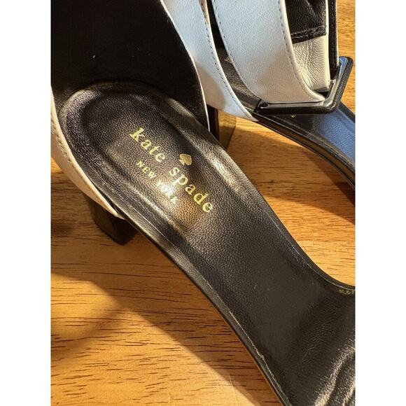 KATE SPADE Size 10 Strappy Open Toe Block Heel White and Black Quiet Luxury - Picture 4 of 14